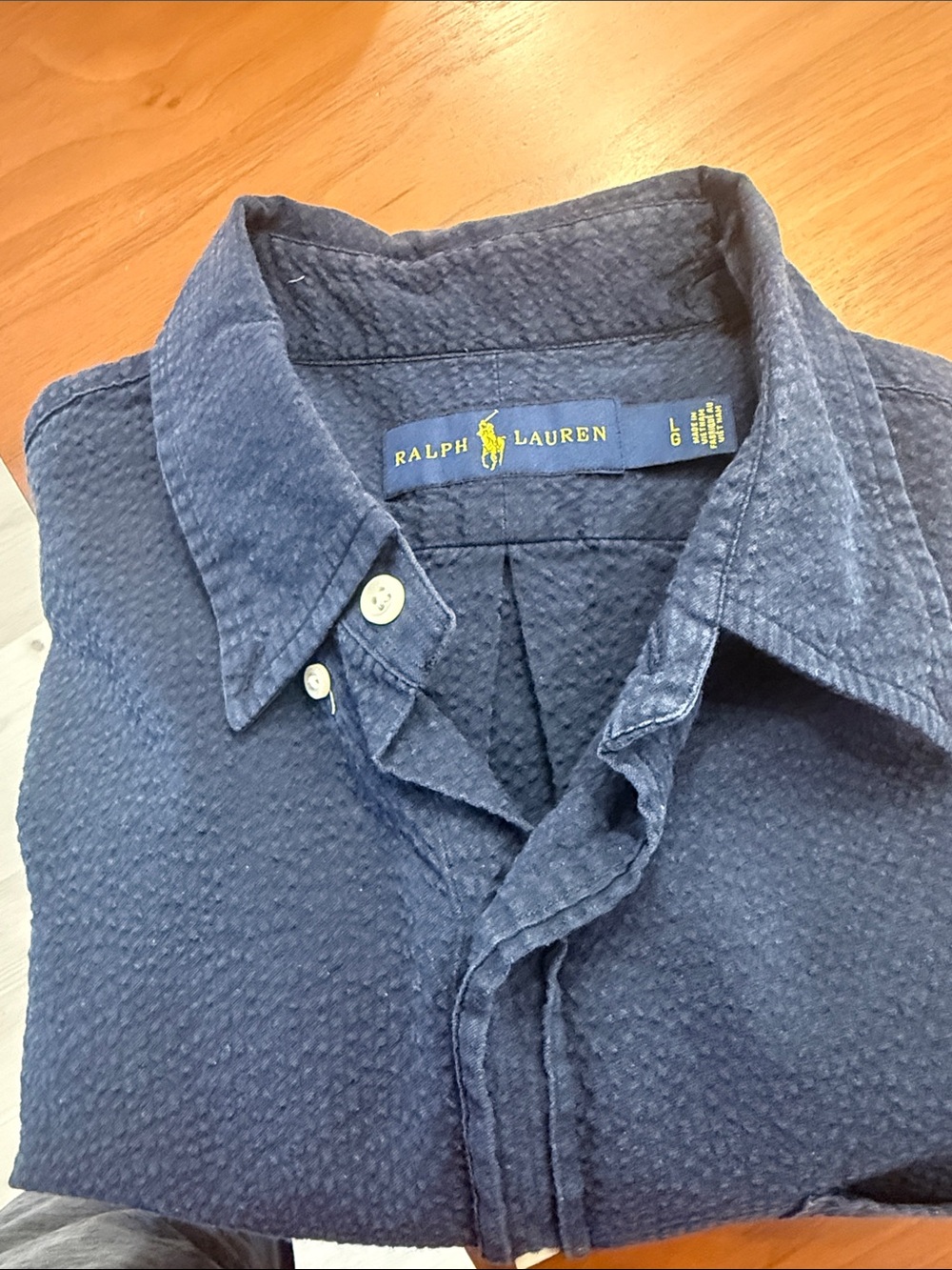Ralph Lauren Navy Textured Button-Down Shirt